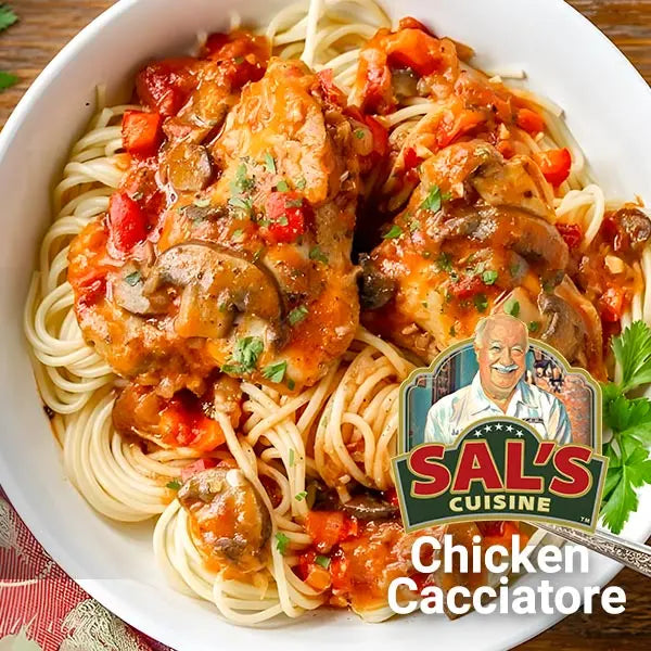 A Plate Of Sal's Cuisines Chicken Cacciatore