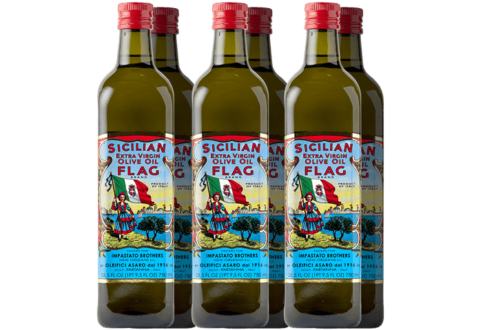 Six bottles of Sicilian extra virgin olive oil