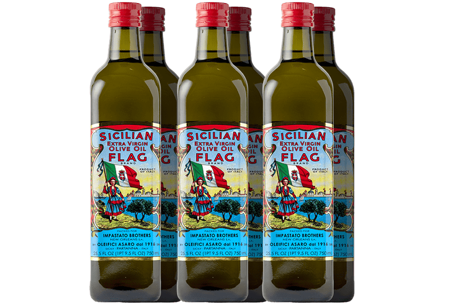 Six bottles of Sicilian extra virgin olive oil