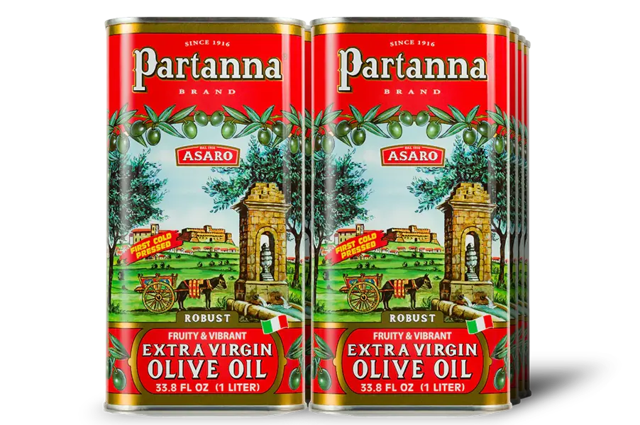 Twelve 1lt cans of Partanna Brand Extra Virgin Olive Oil 