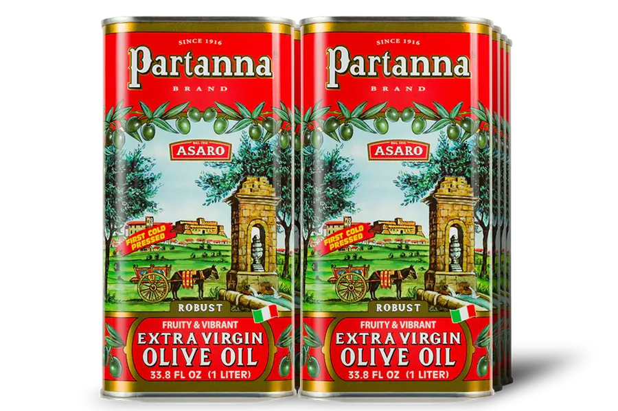 Twelve 1lt cans of Partanna Brand Extra Virgin Olive Oil 