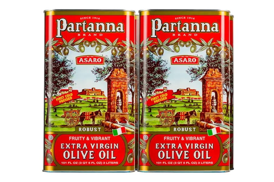Four 3 Lt cans of Partanna Brand Asaro Extra Virgin Olive Oil