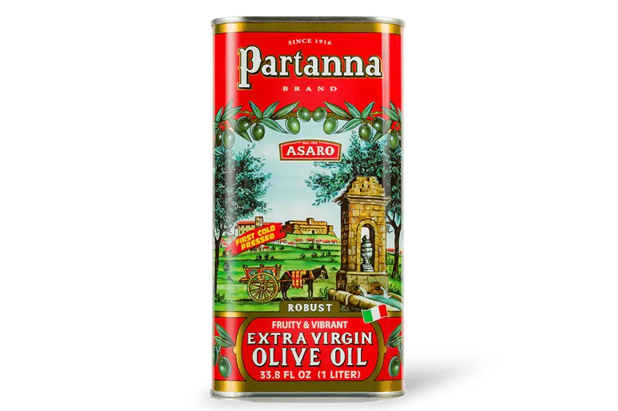 1 Liter tin can of Partanna Extra Virgin olive oil 