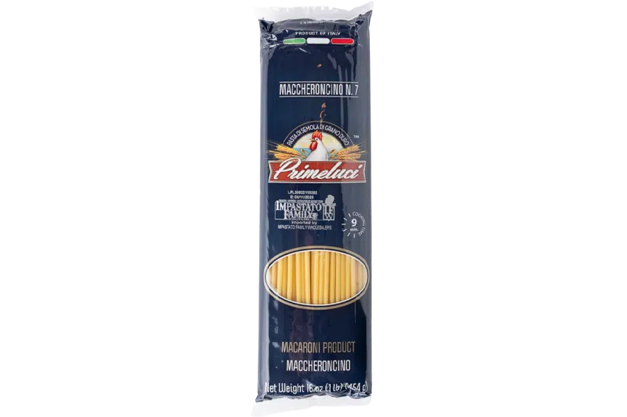 Package of Primeluci Maccheroncino pasta No. 7