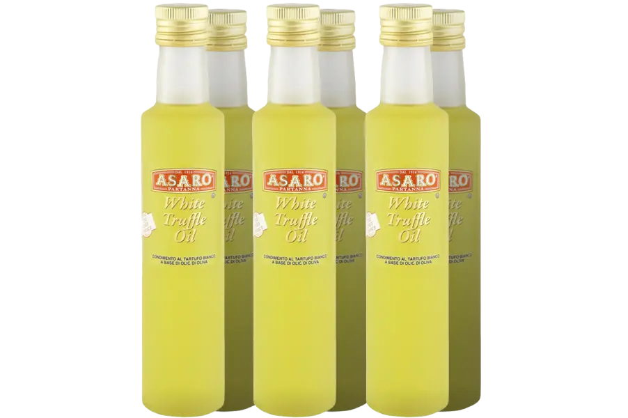 Six 8.45 oz bottles of Asaro White Truffle Oil