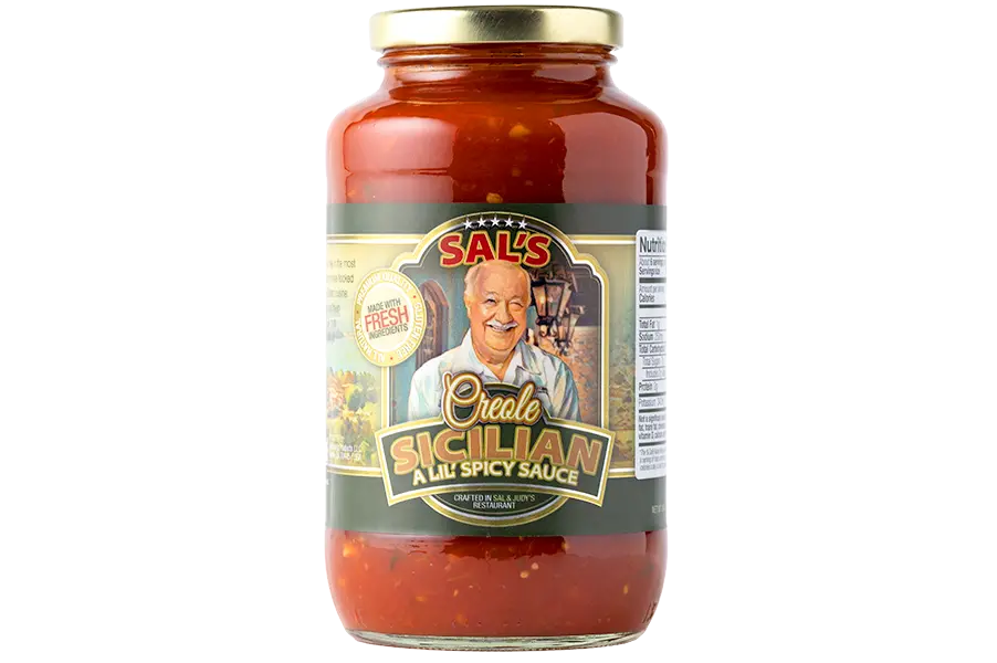 26oz Jar of Sal's Cuisine Creole Sicilian Lil' Spicy sauce